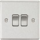 Knightsbridge  10AX 2-Gang 2-Way Light Switch  Brushed Chrome