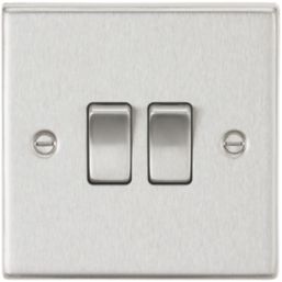Knightsbridge  10AX 2-Gang 2-Way Light Switch  Brushed Chrome