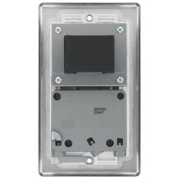 LAP  2-Gang Dual Voltage Shaver Socket 115 / 230V Brushed Stainless Steel with White Inserts