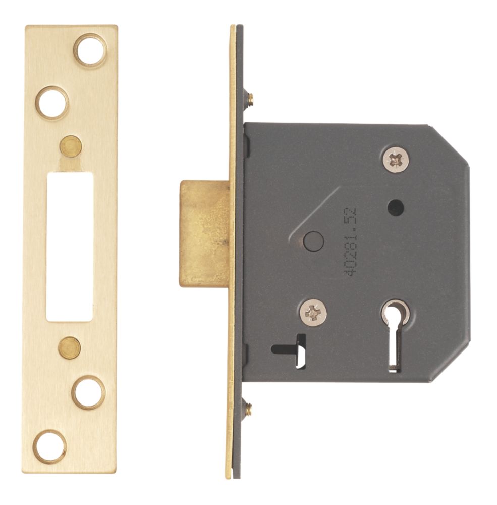 Yale 5 Lever Polished Brass Mortice Deadlock 64mm Case - 45mm Backset ...