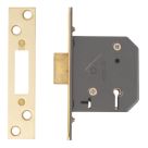 Yale  5 Lever Polished Brass Mortice Deadlock 64mm Case - 45mm Backset