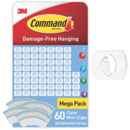 Command Clear Self-Adhesive Clear Decorating Clip 60 Pack