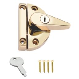 Smith & Locke Sash Window Fastener Polished Brass 64mm x 32mm