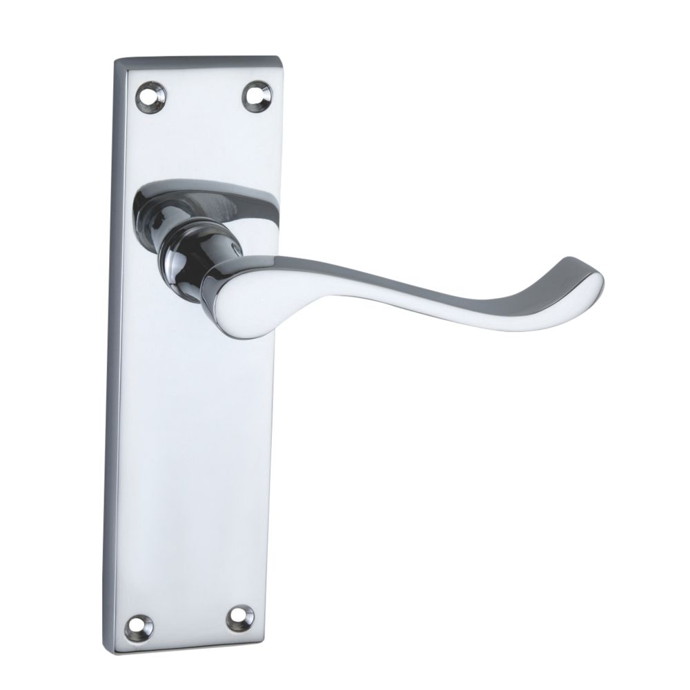 Smith & Locke Fire Rated Latch Door Handles Pair Polished Chrome - Screwfix