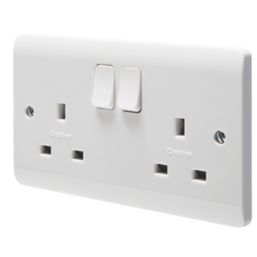Crabtree Instinct 13A 2-Gang SP Switched Socket White