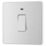 British General Evolve 20A 1-Gang DP Control Switch Brushed Steel with LED with White Inserts