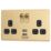 Arlec  13A 2-Gang SP Switched Socket + 4A 15W 2-Outlet Type A USB Charger Gold with Black Inserts