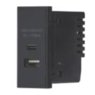 Contactum Media Modular 3.1A 15.5W 2-Outlet Type A & C USB Socket Black