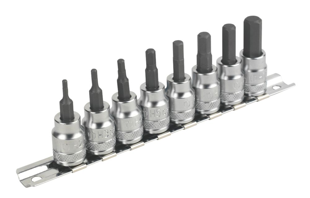 Magnusson 3/8" Drive Hex Bit Socket Rail 8 Pcs Screwfix