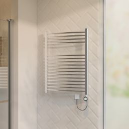 Flomasta 800mm x 600mm 853BTU Chrome Curved Electric Towel Radiator