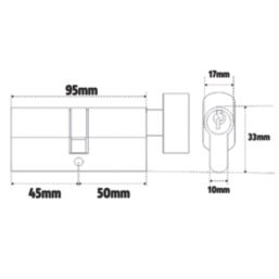Smith & Locke  6-Pin Cylinder Thumbturn Lock 45-50 (95mm) Polished Brass