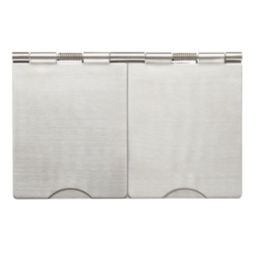 Contactum 3377BSW 13A 2-Gang Unswitched Floor Socket Brushed Steel with White Inserts