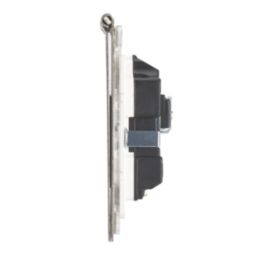 Contactum 3377BSW 13A 2-Gang Unswitched Floor Socket Brushed Steel with White Inserts