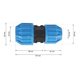 Flomasta  MDPE Reducing Coupler 25mm x 20mm