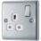 British General Nexus Metal 13A 1-Gang DP Switched Plug Socket Polished Chrome  with White Inserts