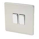 Varilight  10AX 2-Gang 2-Way Light Switch  Satin Chrome