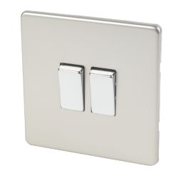 Varilight  10AX 2-Gang 2-Way Light Switch  Satin Chrome
