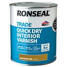 Ronseal Trade Quick-Dry Interior Varnish Satin Medium Oak 750ml