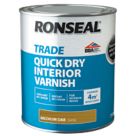Ronseal 750ml Medium Oak Satin Water-Based Interior Wood Varnish