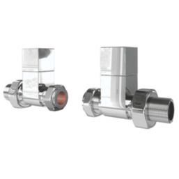 ETAL Swelt 15mm x 1/2" Chrome Straight Designer Manual Radiator Valve Head & Body  2 Pack