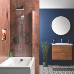 Mira Evoco Rear-Fed Concealed Matt Black Thermostatic Built-In Mixer Shower with Diverter & Bath Fill