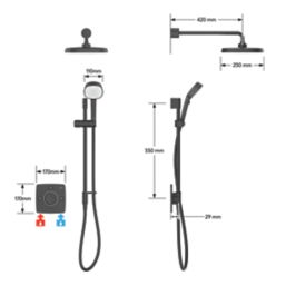 Mira Evoco Rear-Fed Concealed Matt Black Thermostatic Built-In Mixer Shower with Diverter & Bath Fill