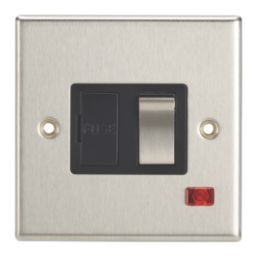 Contactum iConic 13A Switched Fused Spur with Neon Brushed Steel with Black Inserts