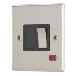 Contactum iConic 13A Switched Fused Spur with Neon Brushed Steel with Black Inserts