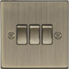 Knightsbridge  10AX 3-Gang 2-Way Light Switch  Antique Brass
