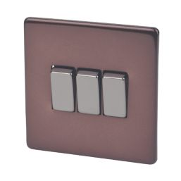 Varilight  10AX 3-Gang 2-Way Light Switch  Mocha