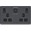 British General Evolve 13A 2-Gang SP Switched Socket + 3A 30W 2-Outlet Type A & C USB Charger Grey with Black Inserts