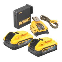 DeWalt DCB094K 18V 5.0Ah Li Ion PowerStack Battery Charger Kit 5 Piece Set Screwfix