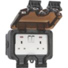 Knightsbridge  IP66 13A 2-Gang DP Weatherproof Outdoor Switched Socket