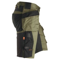Snickers 6141 Stretch Work Shorts Khaki Green / Black 33" W