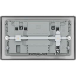 British General Nexus Metal 13A 2-Gang SP Switched Socket + 3.25A 45W 2-Outlet Type C USB Charger Brushed Steel with Grey Inserts