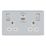 LAP  13A 2-Gang SP Switched Socket + 3A 45W 2-Outlet Type A & C USB Charger Polished Chrome with White Inserts