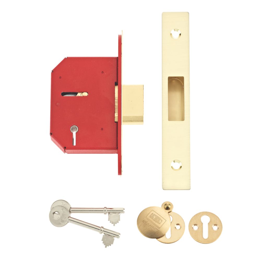 Union Fire Rated 5 Lever Brass Mortice Deadlock 68mm Case 45mm