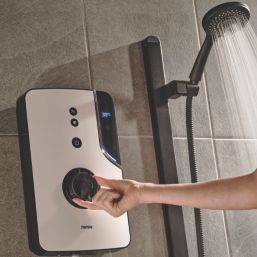 Triton ENlight White / Black 9.5kW Thermostatic Shower with Back to Wall Kit