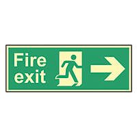 Photoluminescent "Fire Exit Man Right Arrow" Sign 150 x 450mm