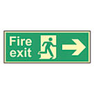Photoluminescent "Fire Exit Man Right Arrow" Sign 150mm x 450mm