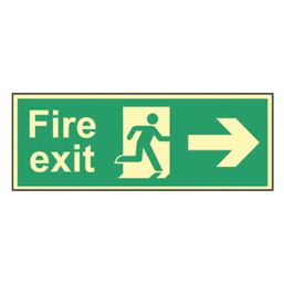 Essentials  Photoluminescent "Fire Exit Man Right Arrow" Sign 150mm x 450mm