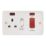 Vimark Pro 45A 2-Gang DP Cooker Switch & 13A DP Switched Socket White with Neon