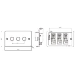 Knightsbridge  3-Gang 2-Way LED Intelligent Dimmer Switch  Brushed Chrome
