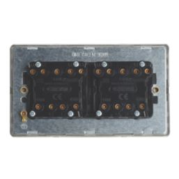 Contactum Lyric 10AX 6-Gang 2-Way Light Switch  Brushed Brass with Black Inserts