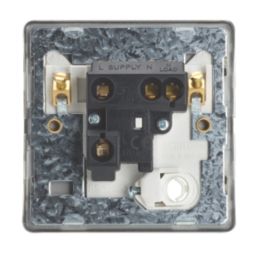 Contactum Lyric 13A Unswitched Fused Spur & Flex Outlet  Brushed Steel with White Inserts