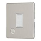 Contactum Lyric 13A Unswitched Fused Spur & Flex Outlet  Brushed Steel with White Inserts
