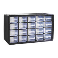 20-Drawer Plastic Storage Unit Black