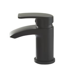 Highlife Bathrooms Coll Matt Black 123mm Cloakroom Lever Mono Basin Mixer Tap  With Clicker Waste