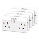 MK Logic Plus 13A 2-Gang DP Switched Plug Sockets White   5 Pack