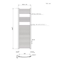 Flomasta 1600mm x 500mm 2480BTU Black Curved  Towel Radiator